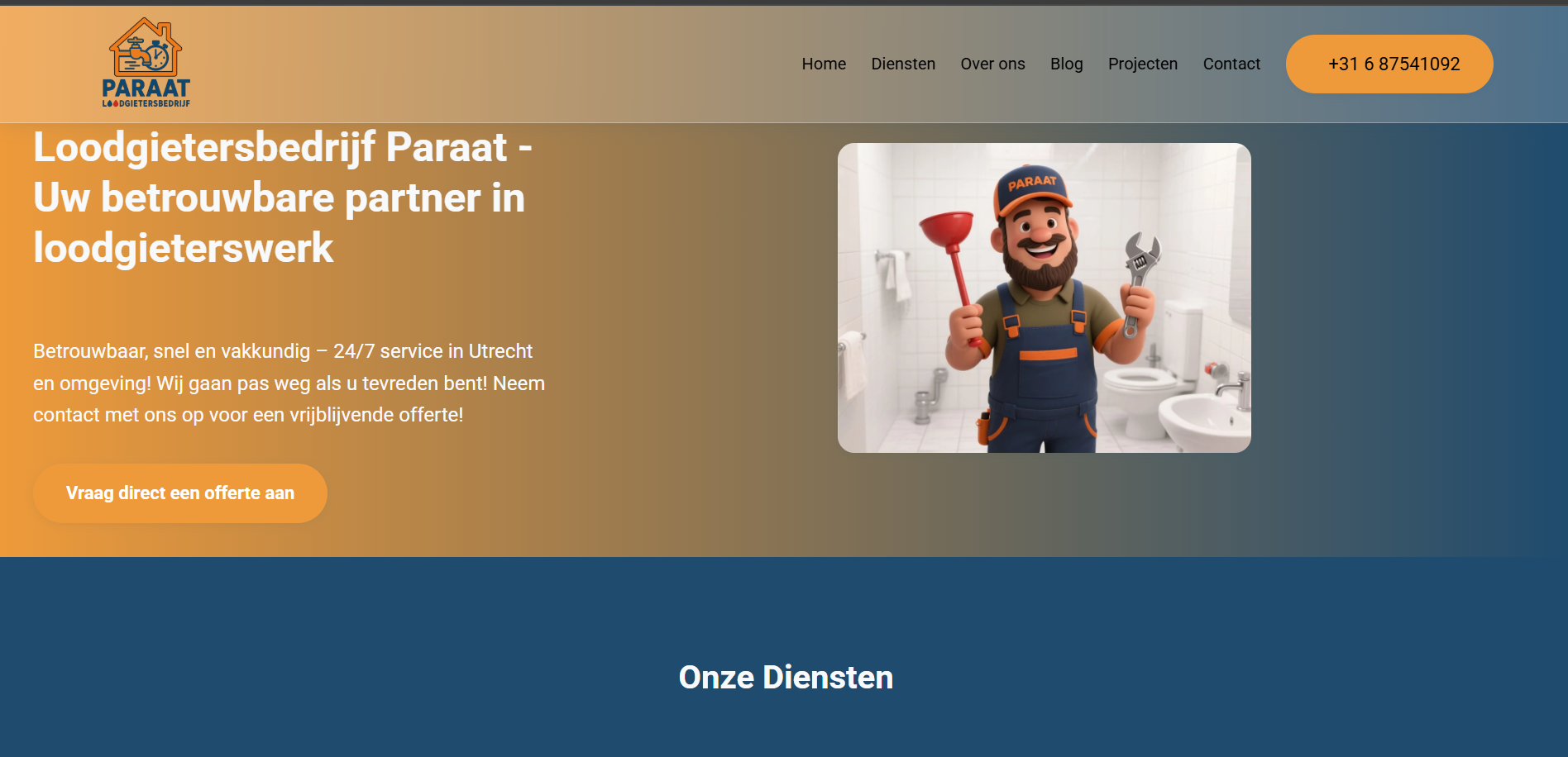 Loodgietersbedrijf Paraat Website Screenshot